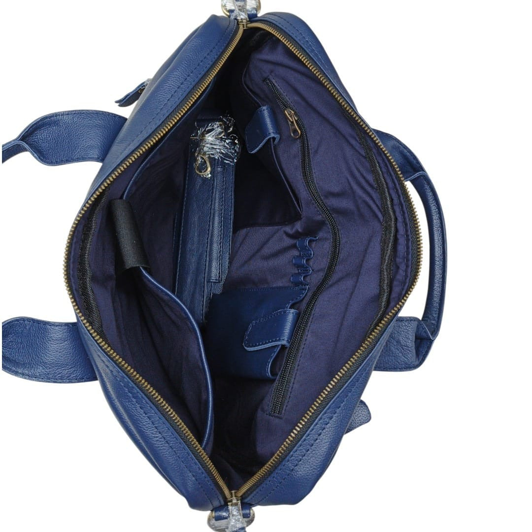 Navy Blue Genuine Leather Briefcase – Leather Work & Messenger Bag | Leathers Crafted