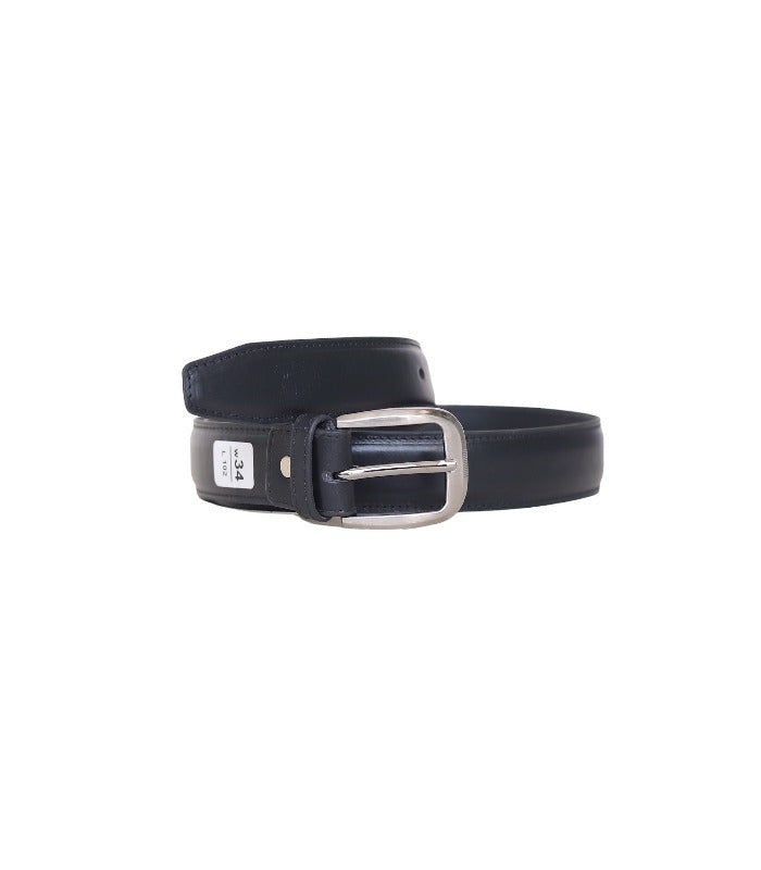 Navy Blue Leather Belt for Men – Classic Metal Buckle | Leathers Crafted