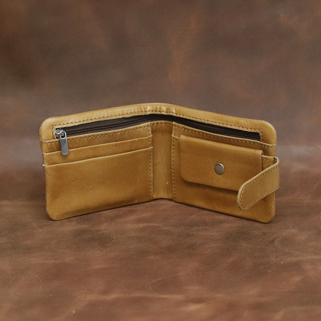 Leathers Crafted Black Leather Bifold Wallet for Men – Slim Strap Closure