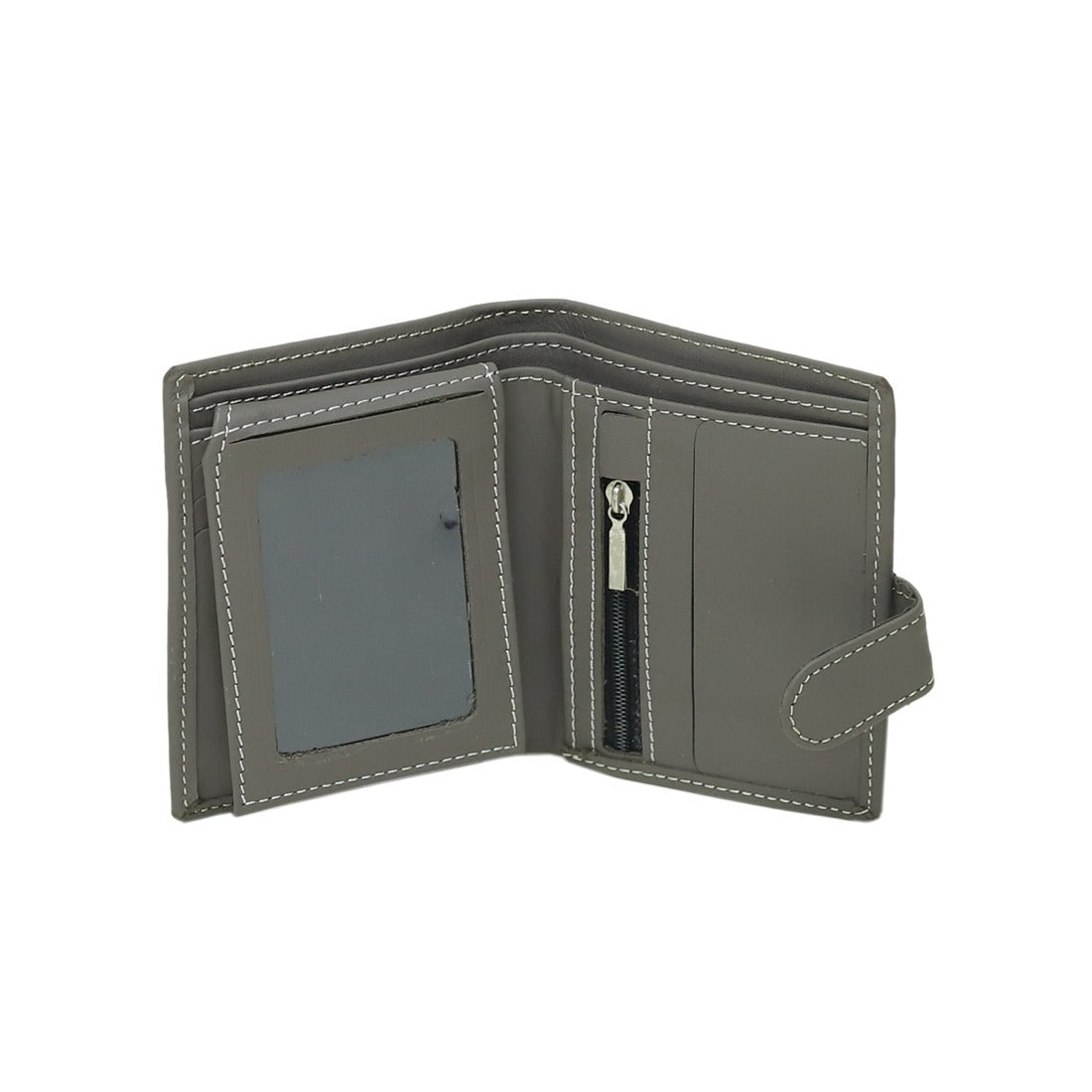 Gray Leather Bifold Wallet for Men – Slim Strap Closure Wallet | Leathers Crafted