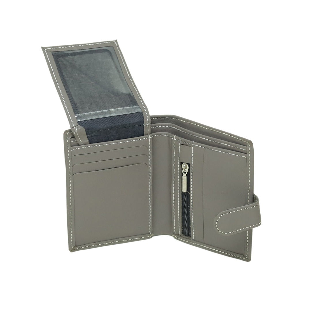 Gray Leather Bifold Wallet for Men – Slim Strap Closure Wallet | Leathers Crafted
