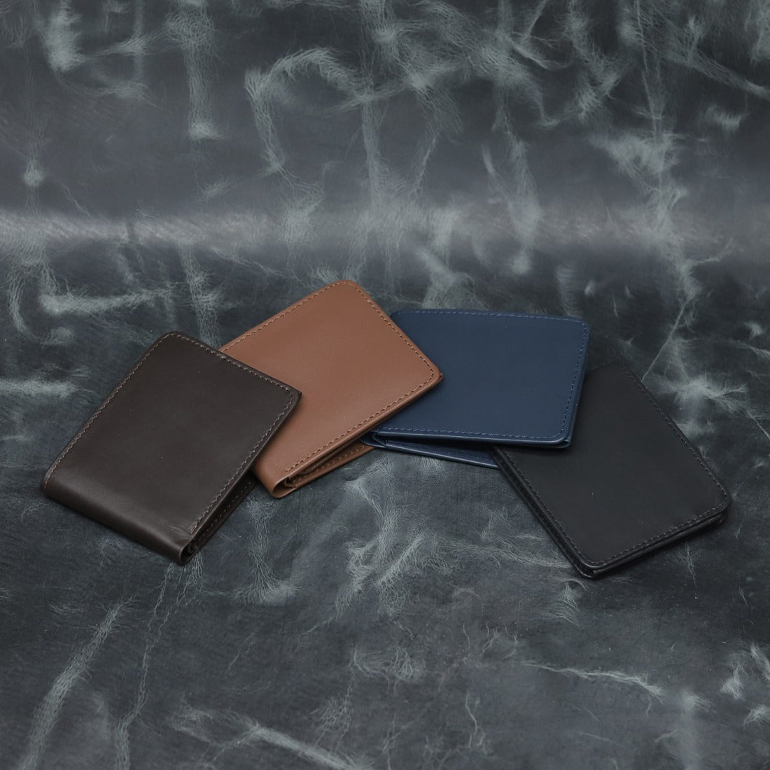 Navy Blue Leather Bifold Wallet for Men – Slim Minimalist Pocket Wallet | Leathers Crafted
