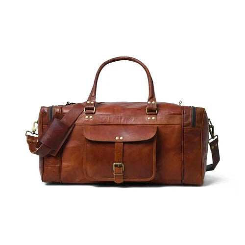 Vintage Brown Leather Duffle Bag – Travel & Weekend Holdall
