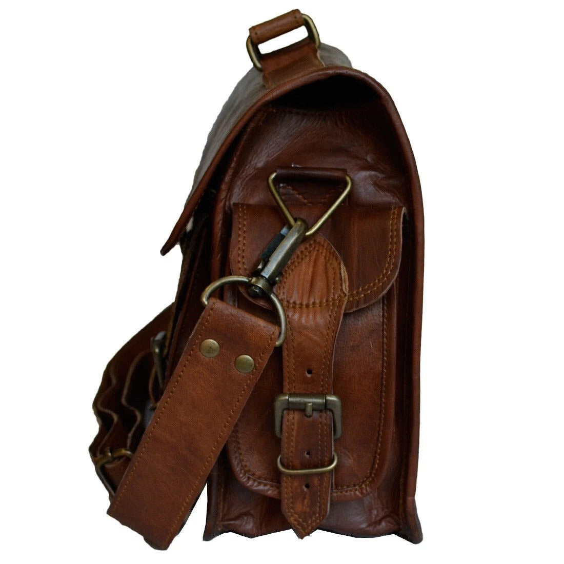 Vintage Brown Leather Messenger Bag – Men’s Crossbody Briefcase & Work Bag