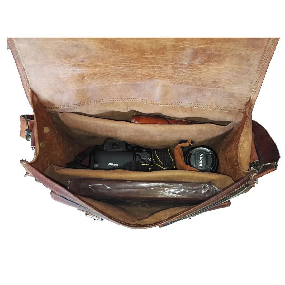 Vintage Brown Leather Messenger Bag – Men’s Crossbody Briefcase & Work Bag