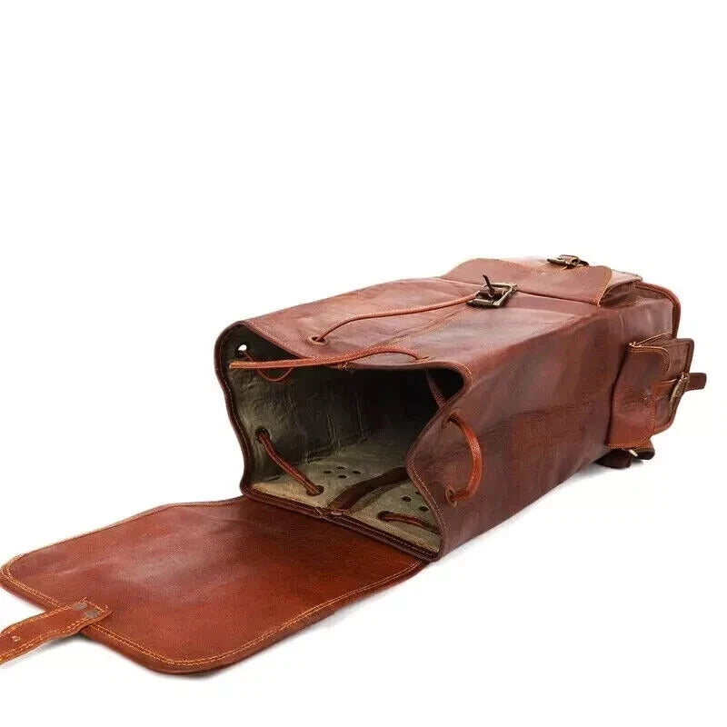 Vintage Brown Leather Backpack for Men – Handmade Travel & Work Rucksack