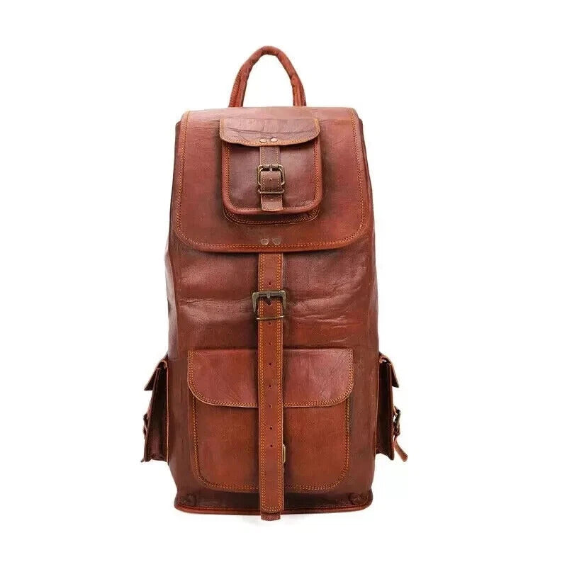 Vintage Brown Leather Backpack for Men – Handmade Travel & Work Rucksack