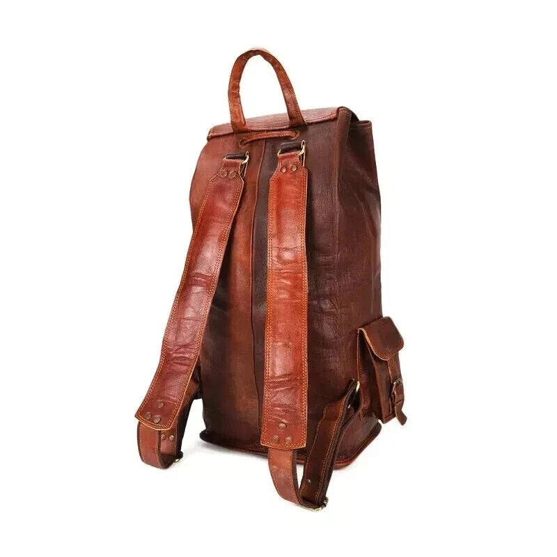 Vintage Brown Leather Backpack for Men – Handmade Travel & Work Rucksack