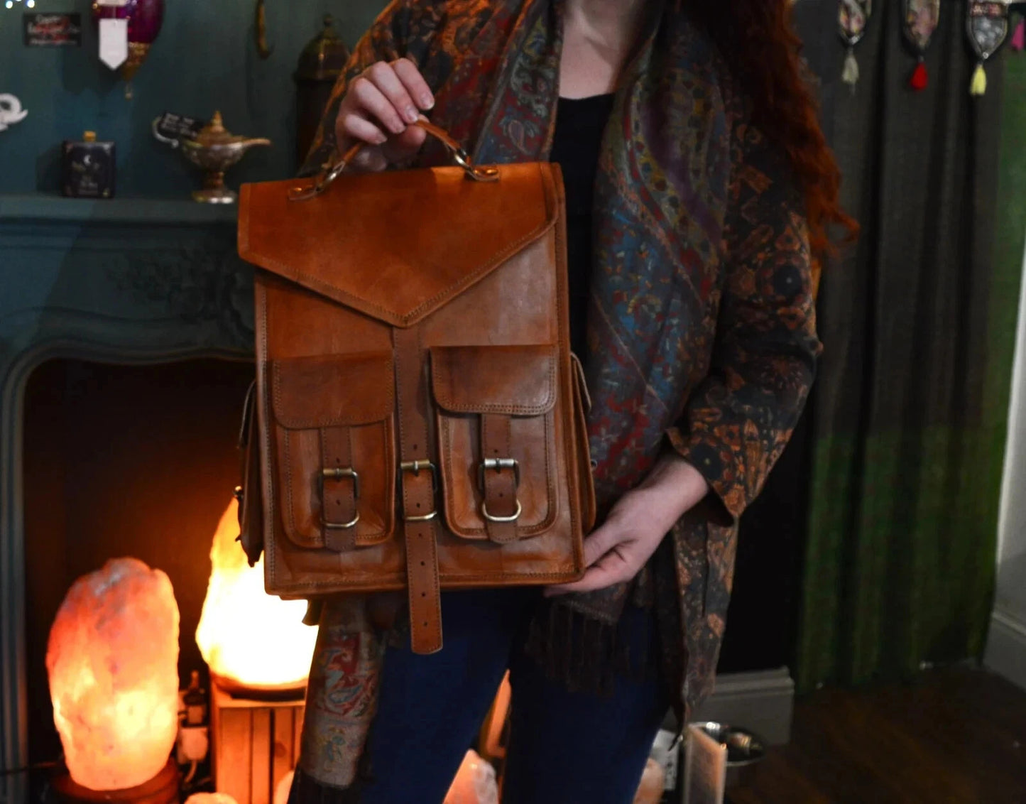 Vintage Brown Leather Backpack – Handmade Leather Satchel Bag