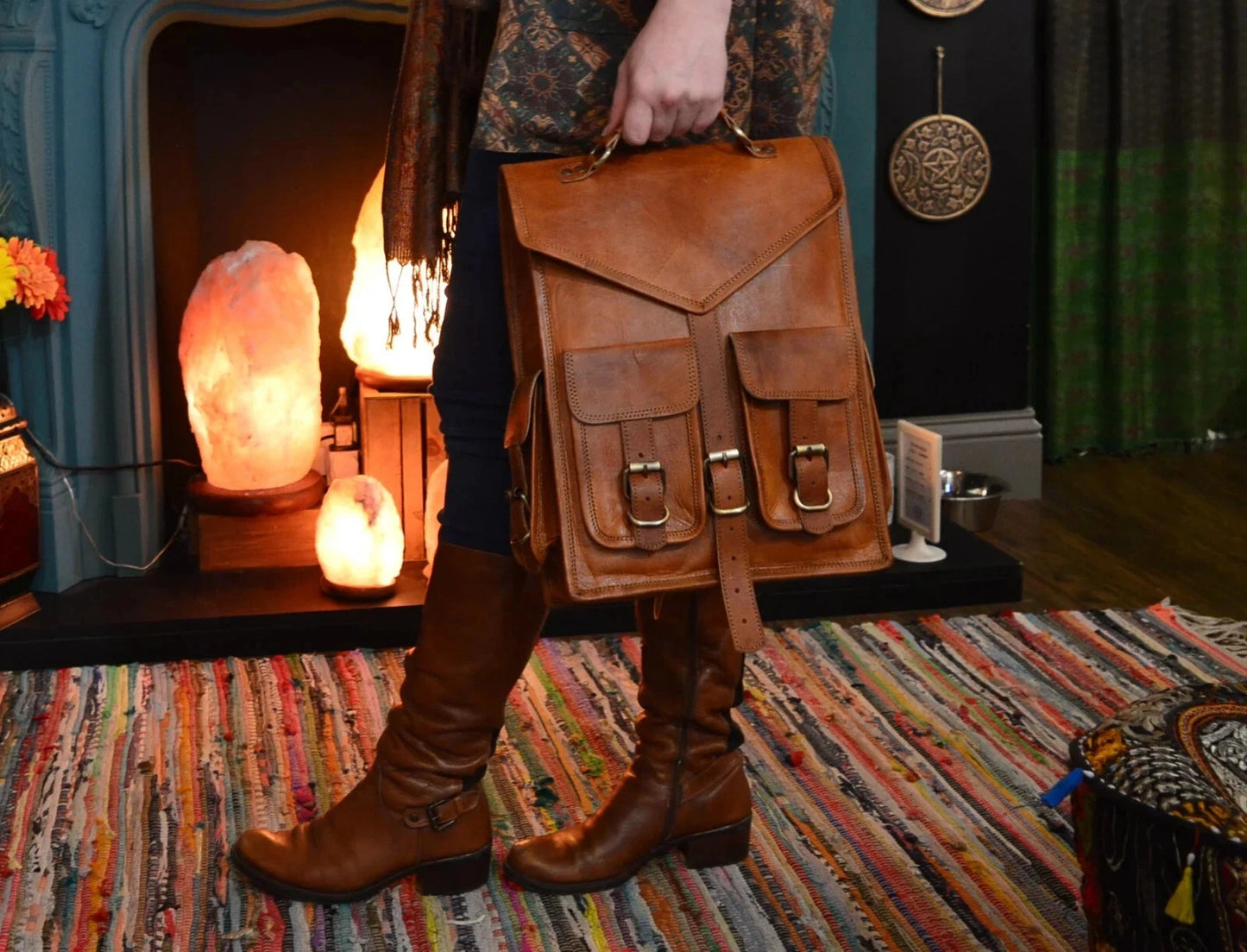 Vintage Brown Leather Backpack – Handmade Leather Satchel Bag