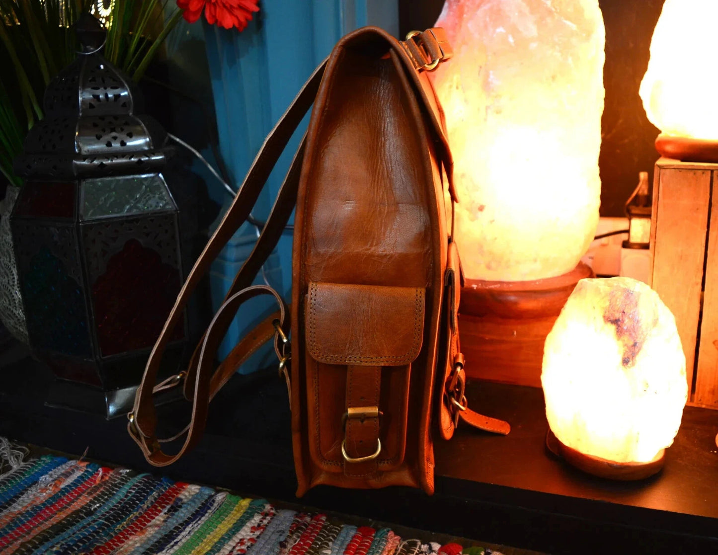 Vintage Brown Leather Backpack – Handmade Leather Satchel Bag