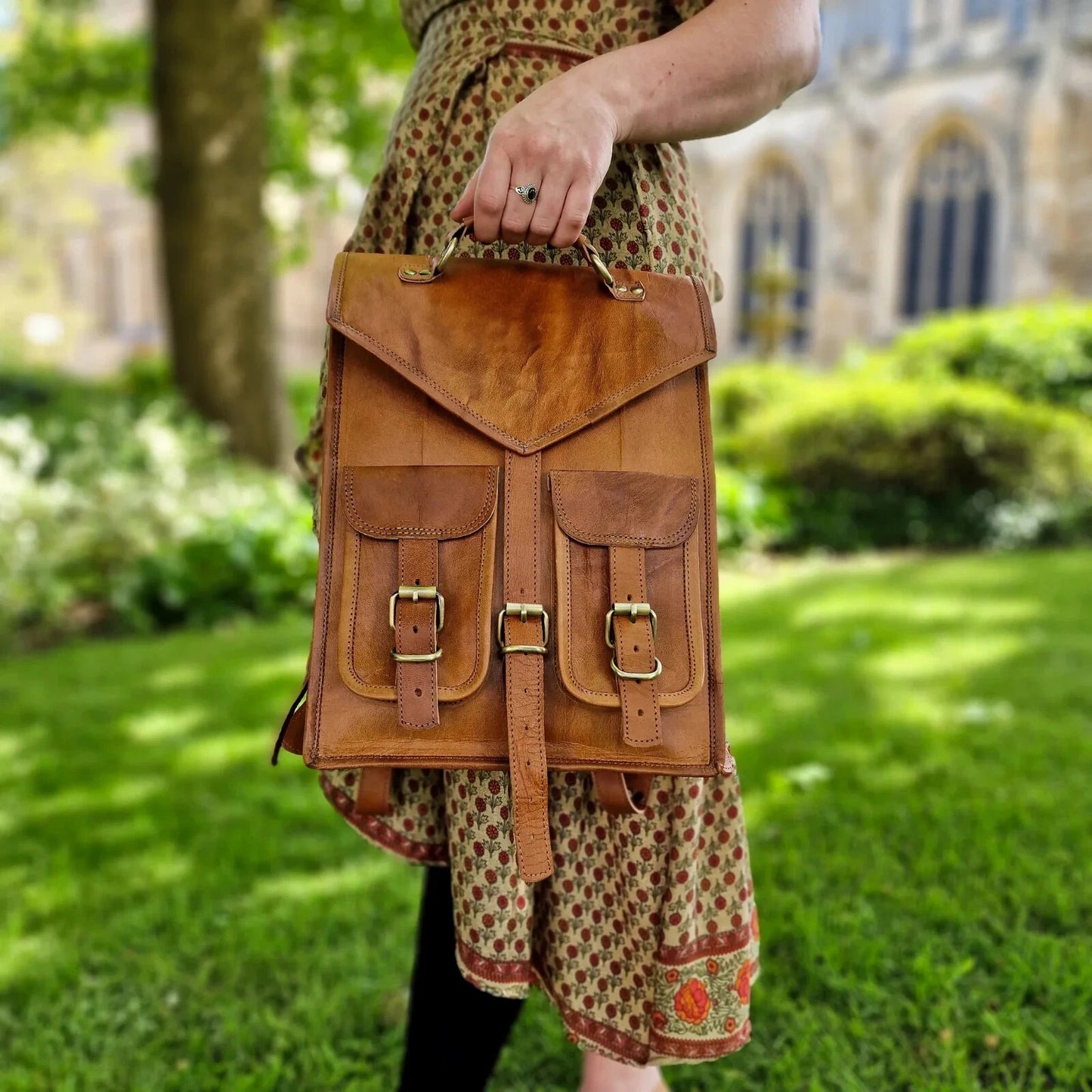 Vintage Brown Leather Backpack – Handmade Leather Satchel Bag