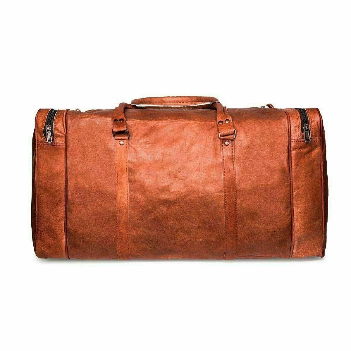 Vintage Leather Duffel Bag – Brown Travel Weekender Bag