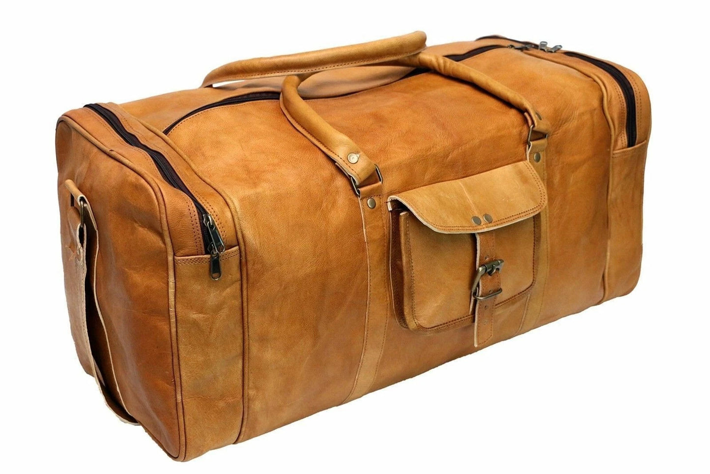 Vintage Leather Duffel Bag – Travel Weekender Bag