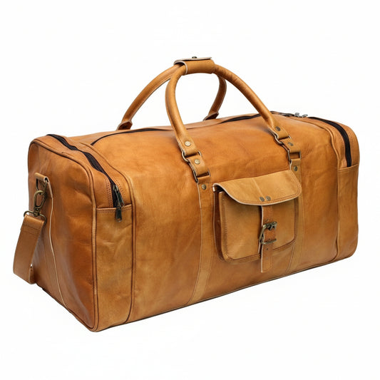 Vintage Leather Duffel Bag – Travel Weekender Bag