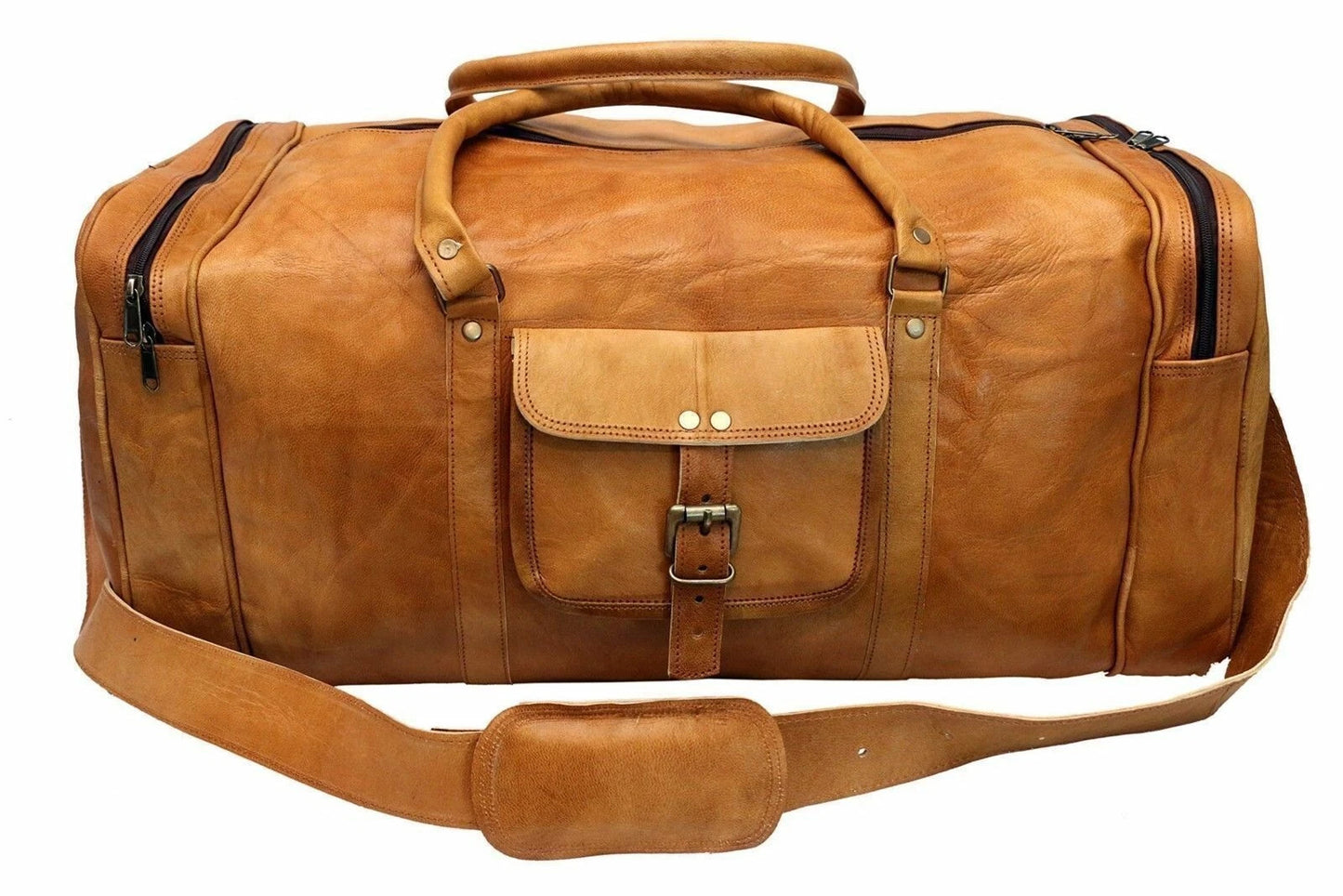 Vintage Leather Duffel Bag – Travel Weekender Bag