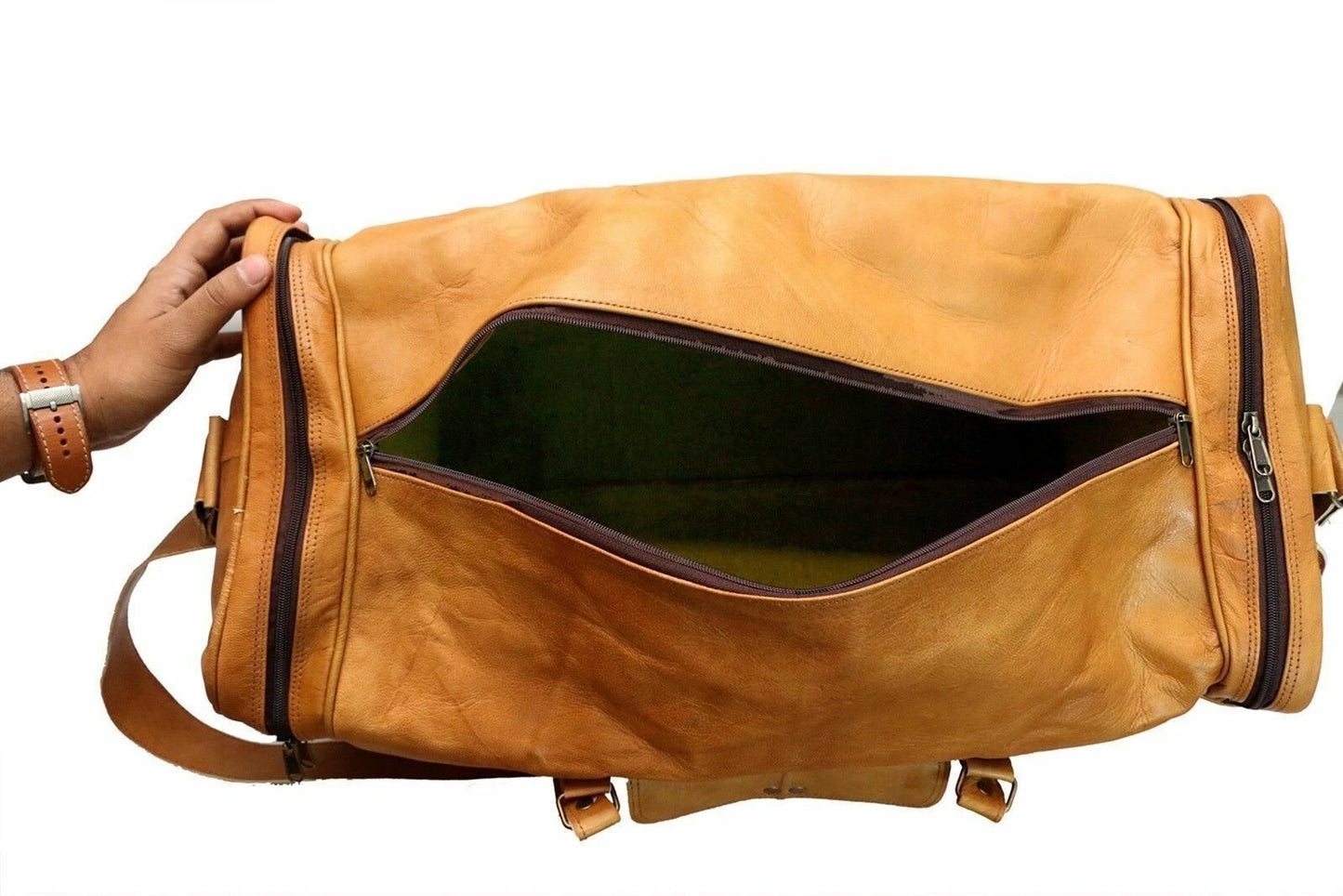 Vintage Leather Duffel Bag – Travel Weekender Bag