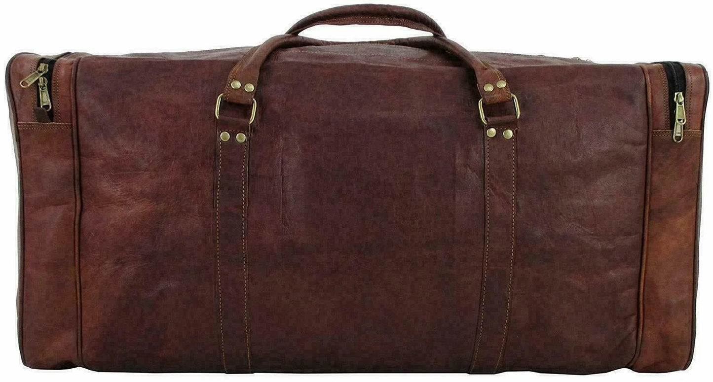 Vintage Leather Duffel Bag – Large Travel Weekender Bag