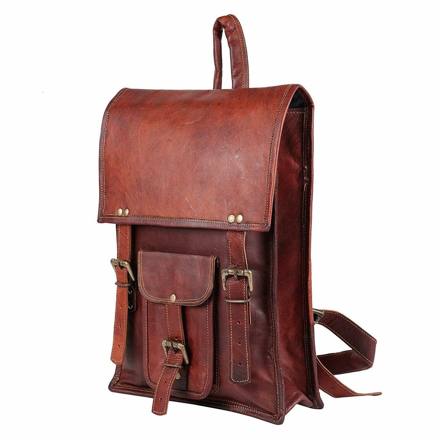 Vintage Leather Backpack for Men & Women – Handmade Travel Daypack