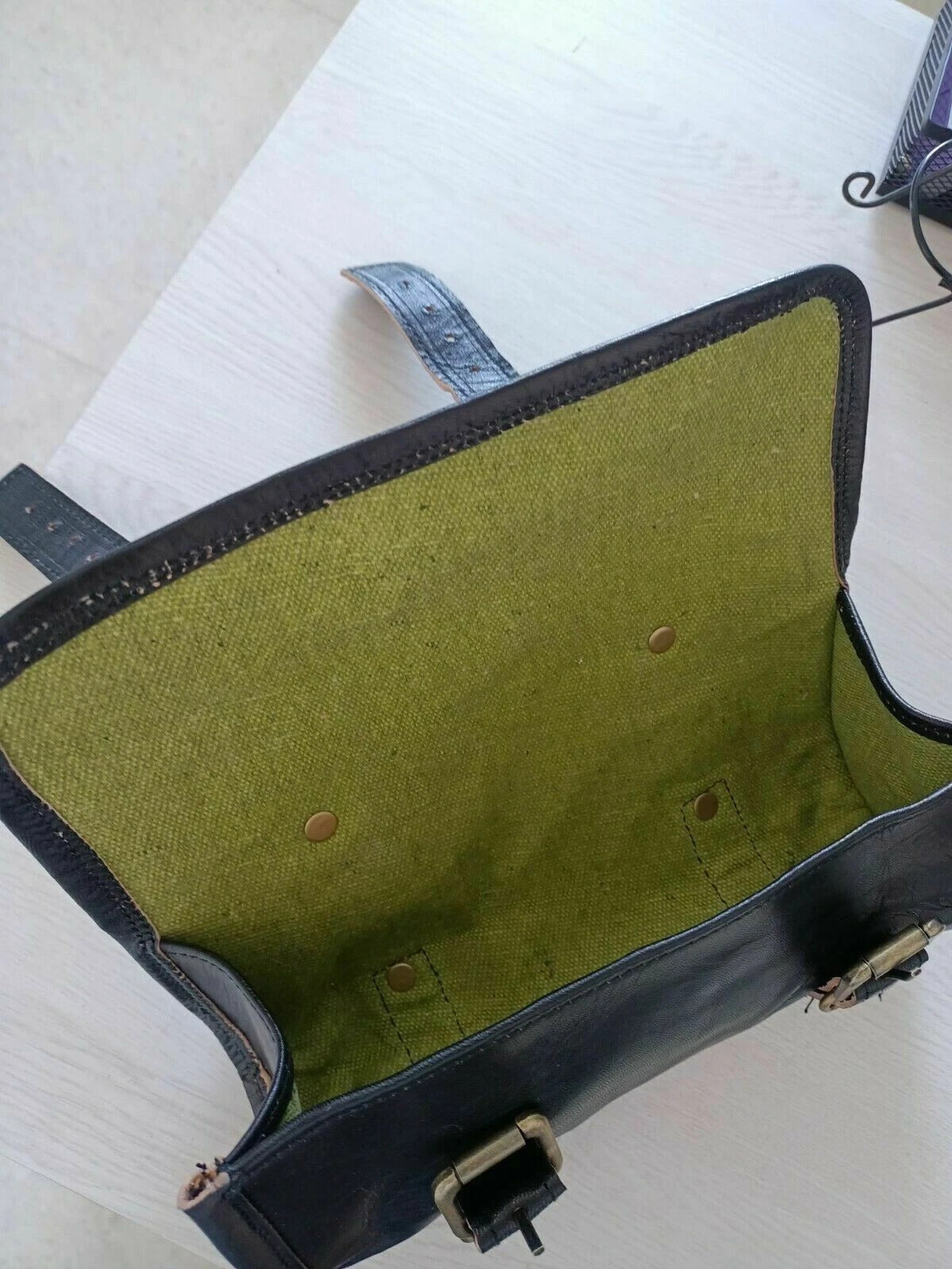 Black Leather Tool Roll Saddle Bag – Motorcycle Utility Bag