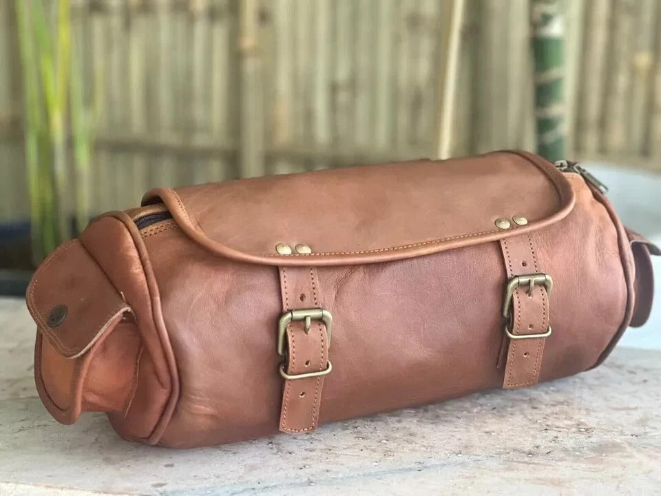 Leather Tool Roll Saddle Bag – Vintage Motorcycle Utility Bag