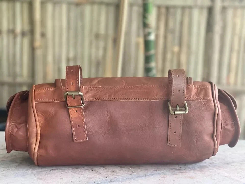 Leather Tool Roll Saddle Bag – Vintage Motorcycle Utility Bag