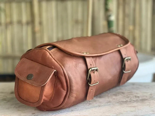 Leather Tool Roll Saddle Bag – Vintage Motorcycle Utility Bag