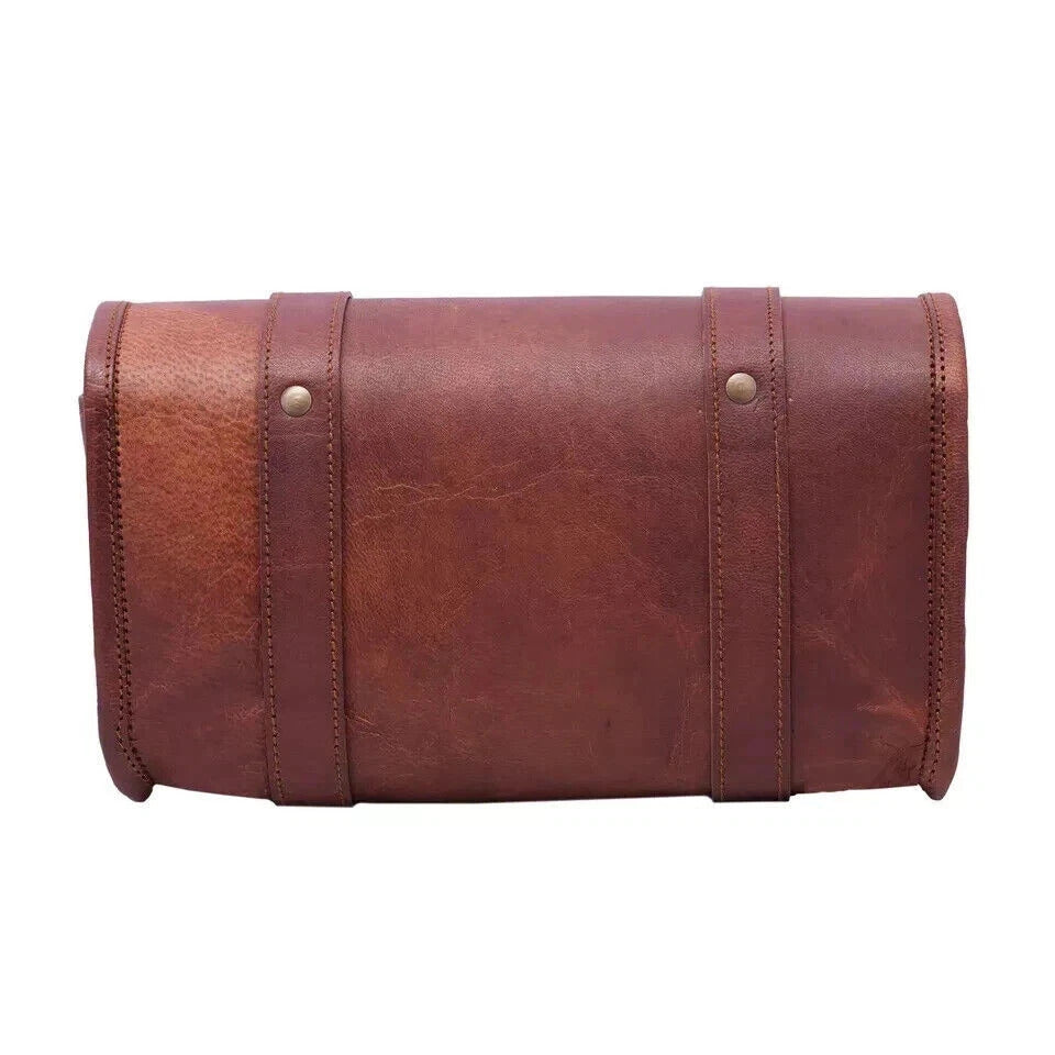 Leather Tool Roll Bag – Vintage Utility Pouch with Buckle Straps