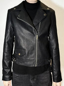 Black Vintage Style Leather Biker jacket Leathers Crafted