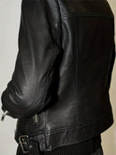 Black Vintage Style Leather Biker jacket Leathers Crafted