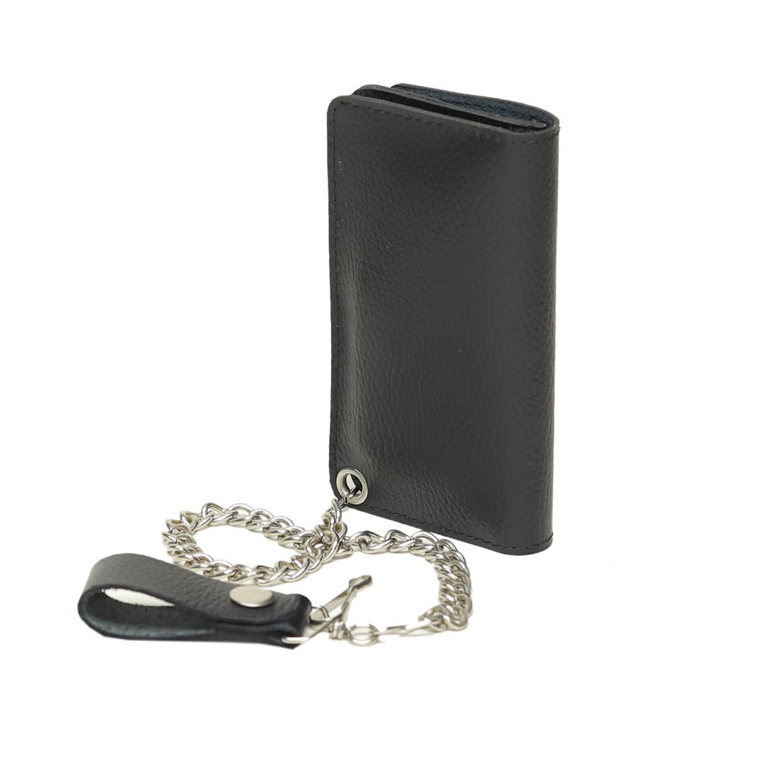 Black Leather Chain Wallet for Men – Slim Biker Wallet with Metal Chain | Leathers Crafted
