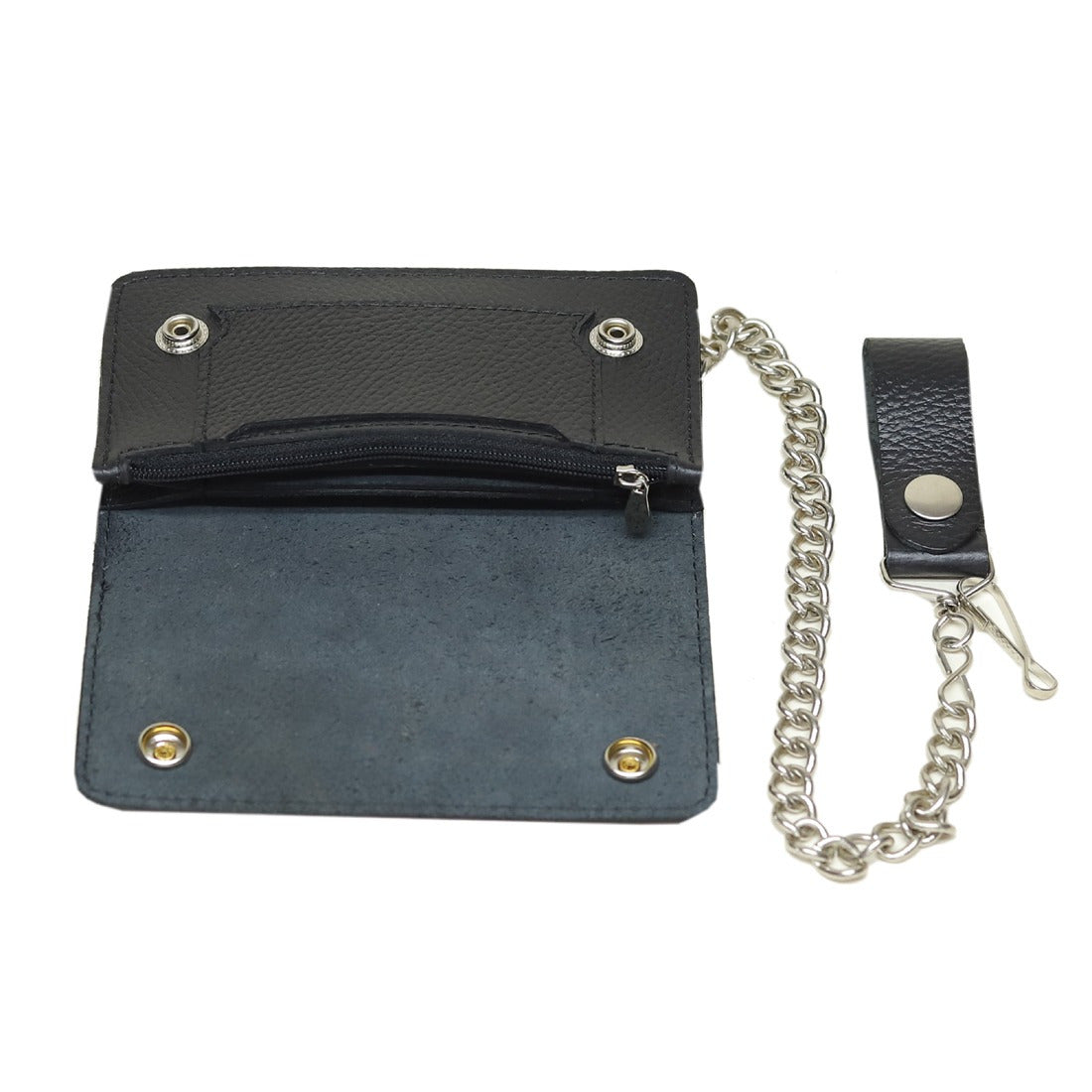 Black Leather Chain Wallet for Men – Slim Biker Wallet with Metal Chain | Leathers Crafted