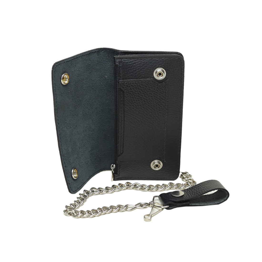 Black Leather Chain Wallet for Men – Slim Biker Wallet with Metal Chain | Leathers Crafted