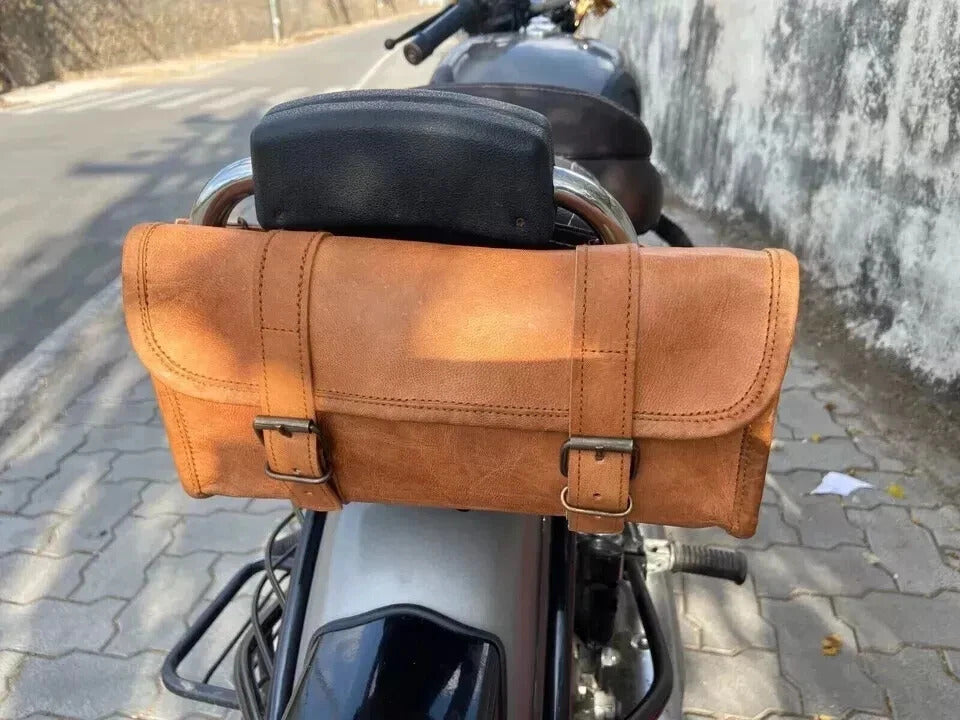 Leather Tool Roll Bag – Vintage Utility Pouch with Buckle Straps