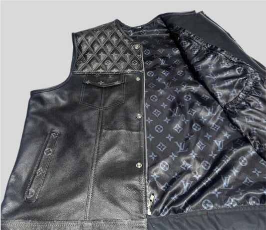 Black Leather Biker Vest for Men – Handmade Motorcycle Rider Vest