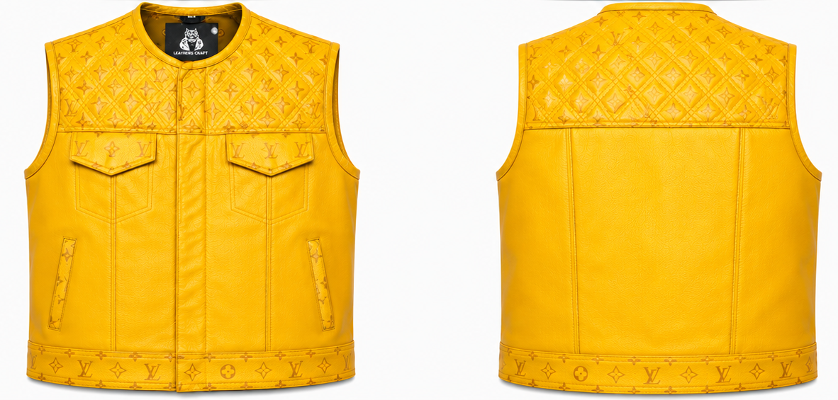 Premium Yellow Handmade Leather Biker Vest