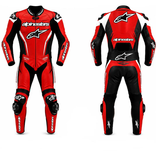 Red Motorcycle Racing Leather Suit – Premium CE Armored One-Piece Track Day & Street Riding Suit | Leathers Crafted