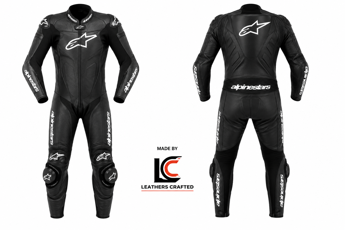 All Black Motorcycle Racing Leather Suit – Premium CE Armored One-Piece Track Day & Sport Riding Suit | Leathers Crafted