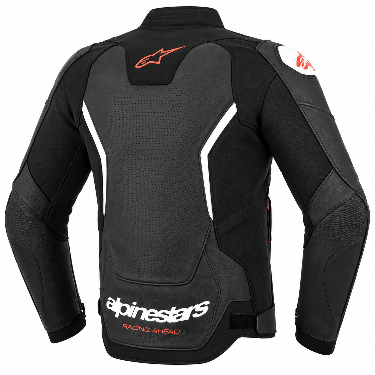 Men's Black Motorcycle Leather Racing Jacket – Red & White Biker Jacket