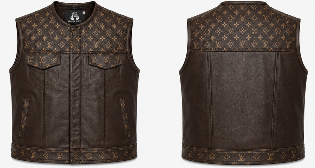 Brown Handmade Leather Biker Vest – Custom Motorcycle Rider Vest for Men
