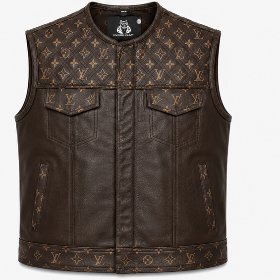 Brown Handmade Leather Biker Vest – Custom Motorcycle Rider waistcoat for Men