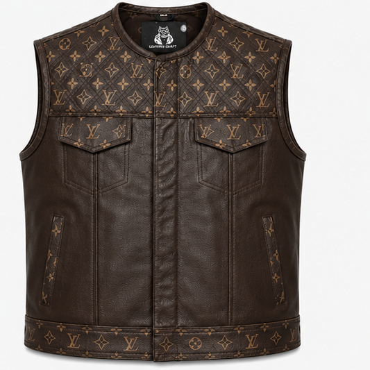 Brown Handmade Leather Biker Vest – Custom Motorcycle Rider waistcoat for Men