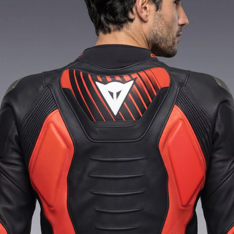 Men’s Motorcycle Leather Racing Jacket – Black & Orange Sport Biker Jacket