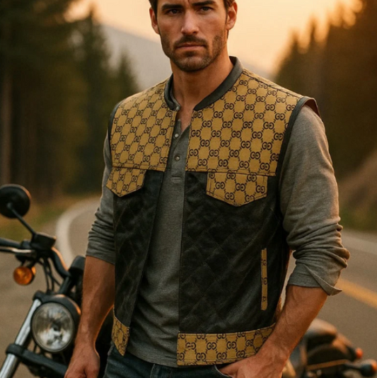 Men’s Leather Motorcycle Vest – Custom Biker Vest