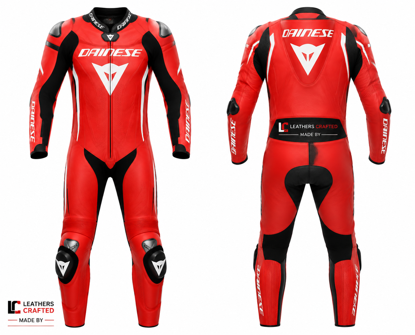 Red Motorcycle Racing Leather Suit – Premium CE Armored One-Piece Track Day & Sportbike Riding Suit | Leathers Crafted