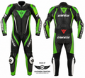 Black & Green Motorcycle Racing Leather Suit – CE Armored Cowhide Track Day Racing Suit | Leathers Crafted