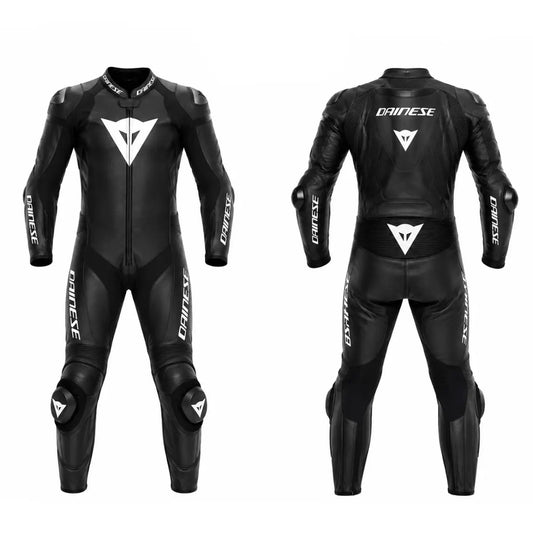 Black Motorcycle Racing Leather Suit – Premium CE Armored One-Piece Track Day & Street Riding Suit | Leathers Crafted