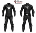 Black Motorcycle Racing Leather Suit – Premium CE Armored One-Piece Track Day & Street Riding Suit | Leathers Crafted