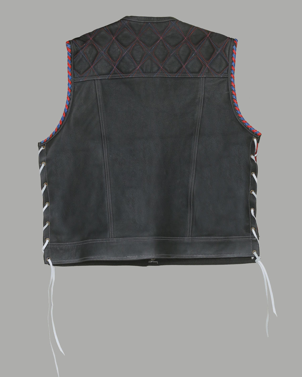 Mens Black Leather Biker Vest – Motorcycle Club Style Vest – Handmade Cowhide Waistcoat