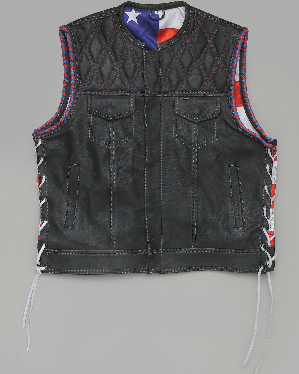Mens Black Leather Biker Vest – Motorcycle Club Style Vest – Handmade Cowhide Waistcoat